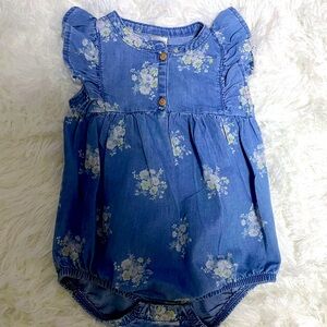 Oshkosh Bogash Floral Blue Baby Romper Size 9 months